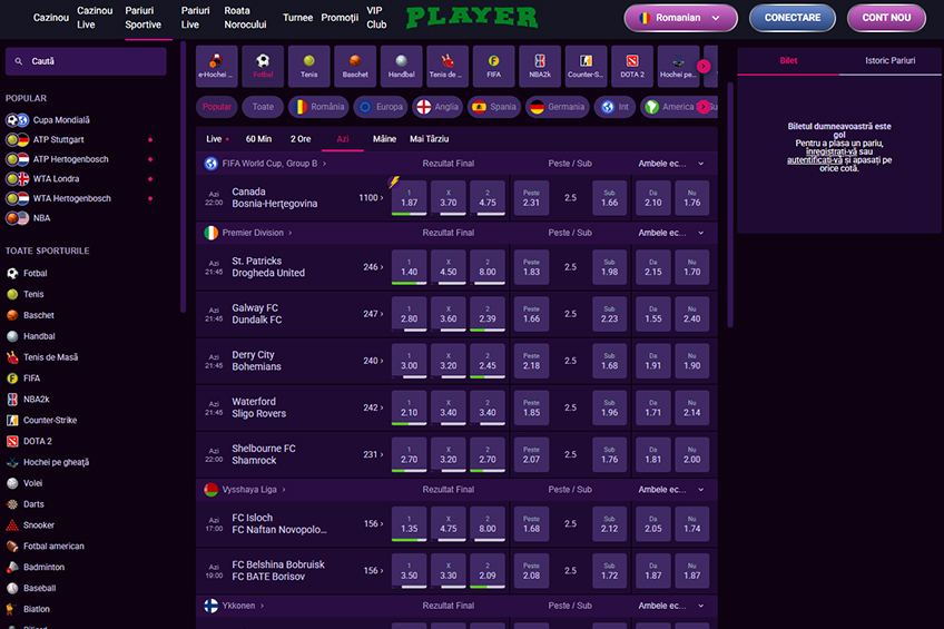 Casă de pariuri online Player